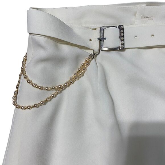 JOSEPH RIBKOFF white skirt with belt and dangled pearls - Picture 2 of 7